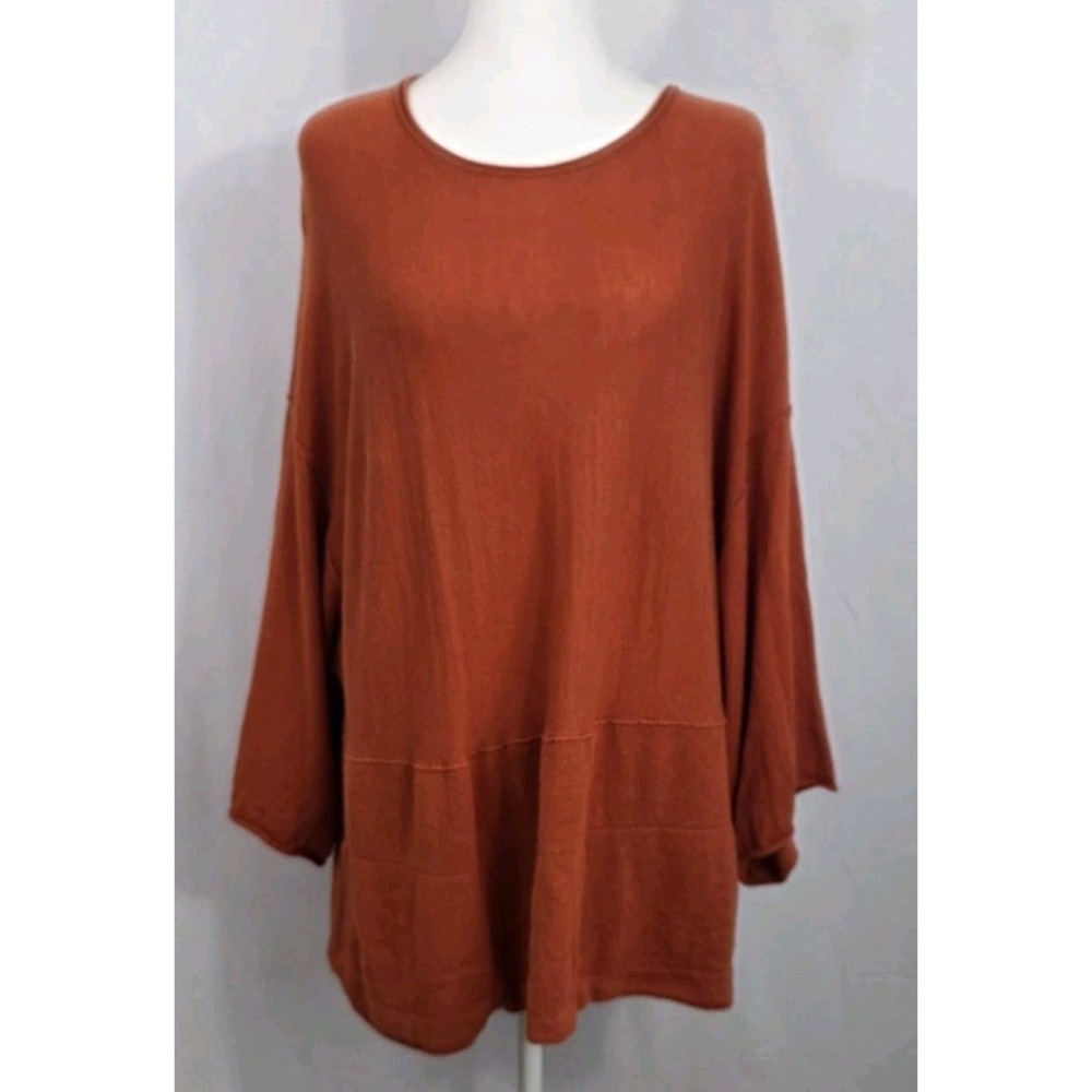 Pure Jill Cashmere Blend Sweater Womens Size M Oversized Kangaroo Pockets Orange